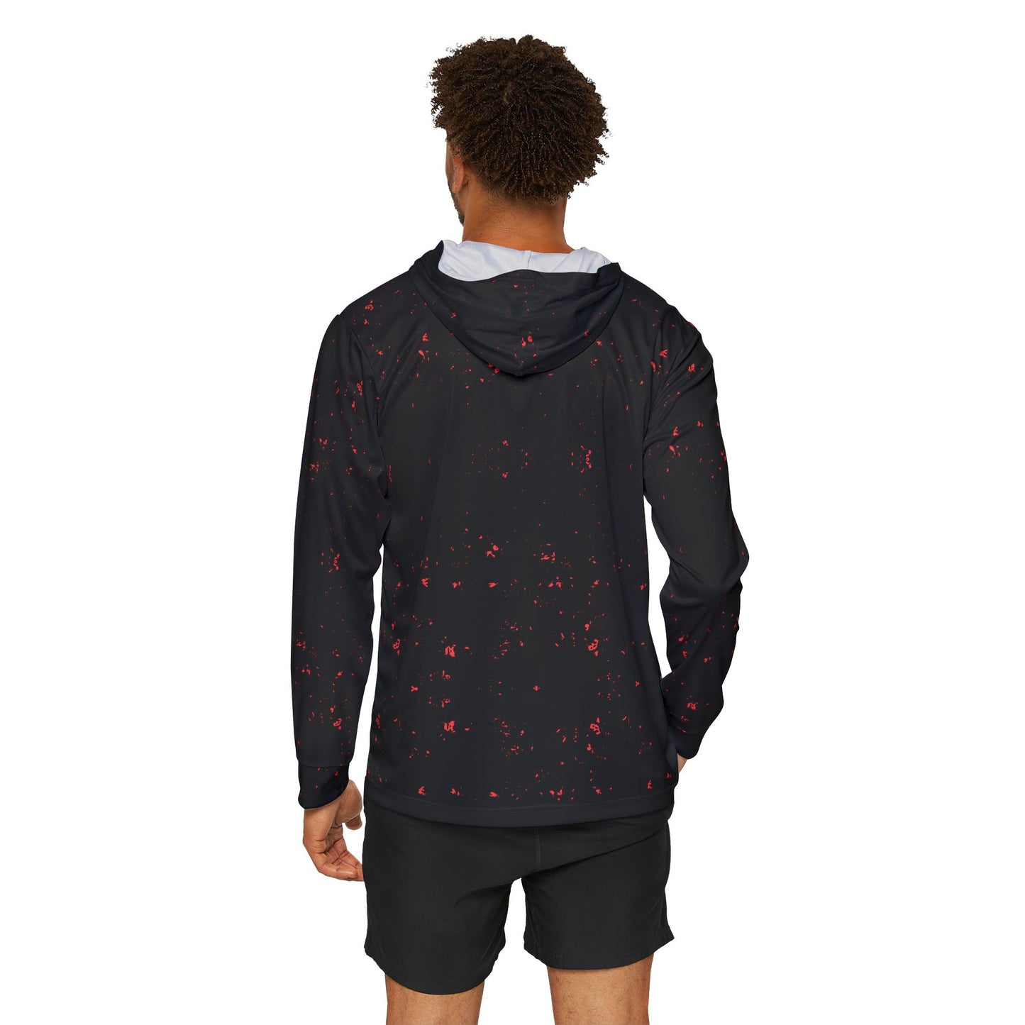 Splash of Red Men's Sports Warmup Hoodie - Cool Splatter Design for Active Lifestyle