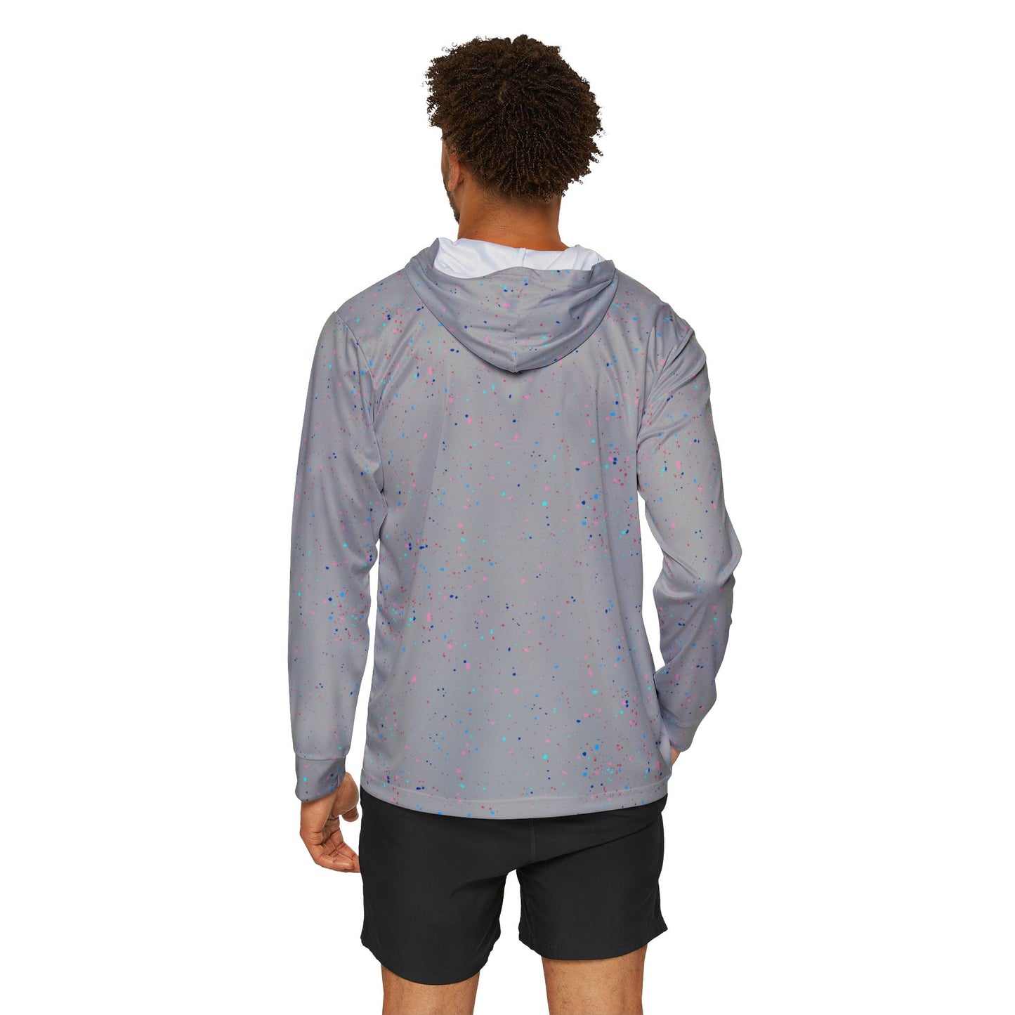 Grey Pastel Drip Men's Sports Warmup Hoodie