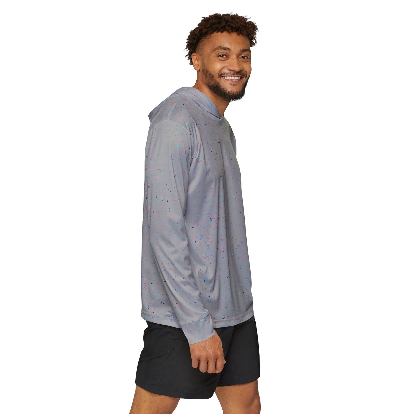 Grey Pastel Drip Men's Sports Warmup Hoodie
