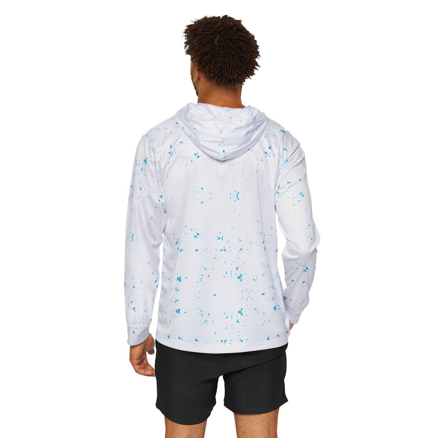 Splash of Blue Men's Sports Warmup Hoodie - Cool Splatter Design for Active Lifestyle