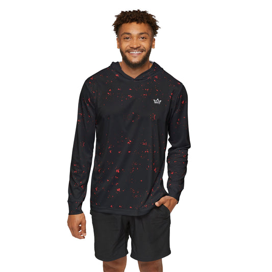 Splash of Red Men's Sports Warmup Hoodie - Cool Splatter Design for Active Lifestyle