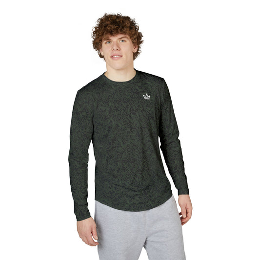 Grey Topography Men's UV Protection Long Sleeve Shirt