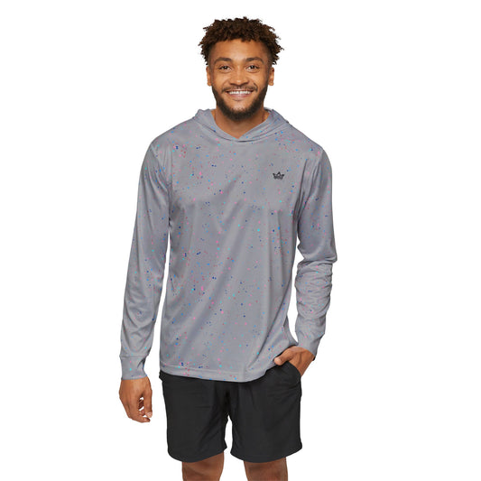 Grey Pastel Drip Men's Sports Warmup Hoodie