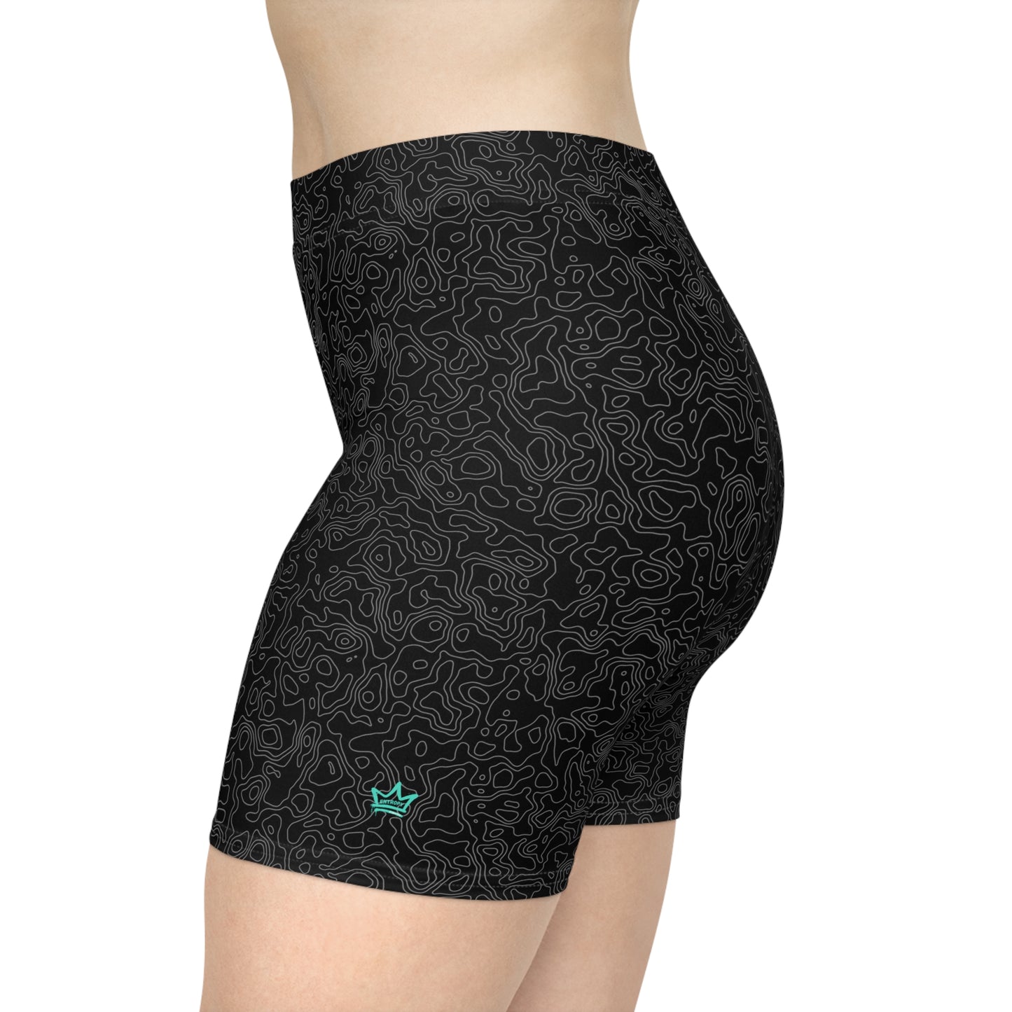 Black Marble Pattern Women's Biker Shorts — All-Over Print Activewear