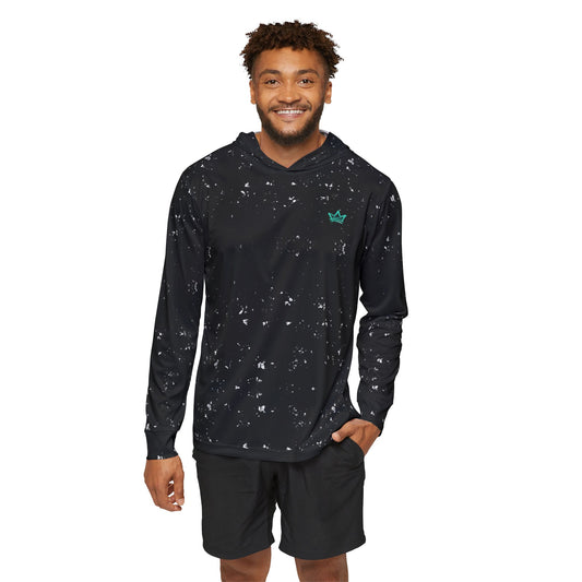 Mint White Splatter Men's Sports Warmup Hoodie (AOP)