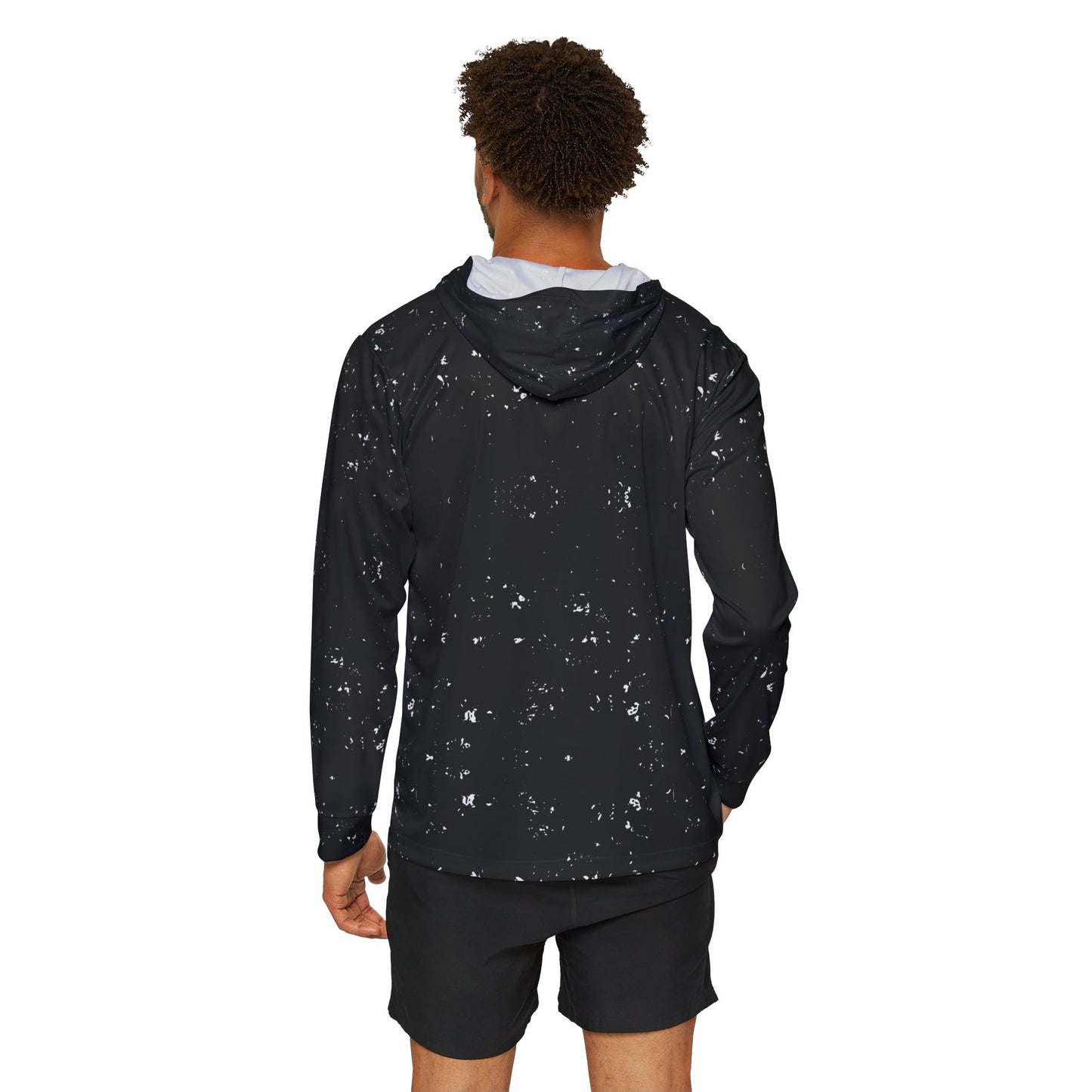 Mint White Splatter Men's Sports Warmup Hoodie (AOP)