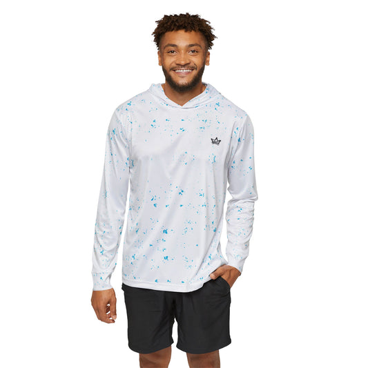 Splash of Blue Men's Sports Warmup Hoodie - Cool Splatter Design for Active Lifestyle