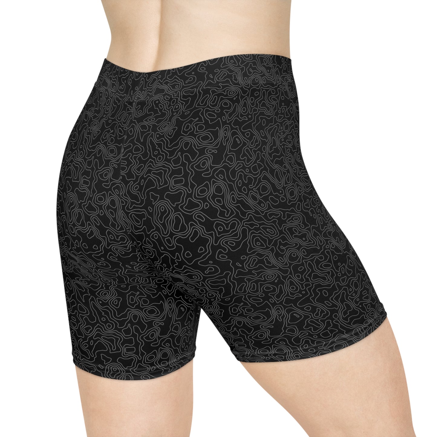 Black Marble Pattern Women's Biker Shorts — All-Over Print Activewear