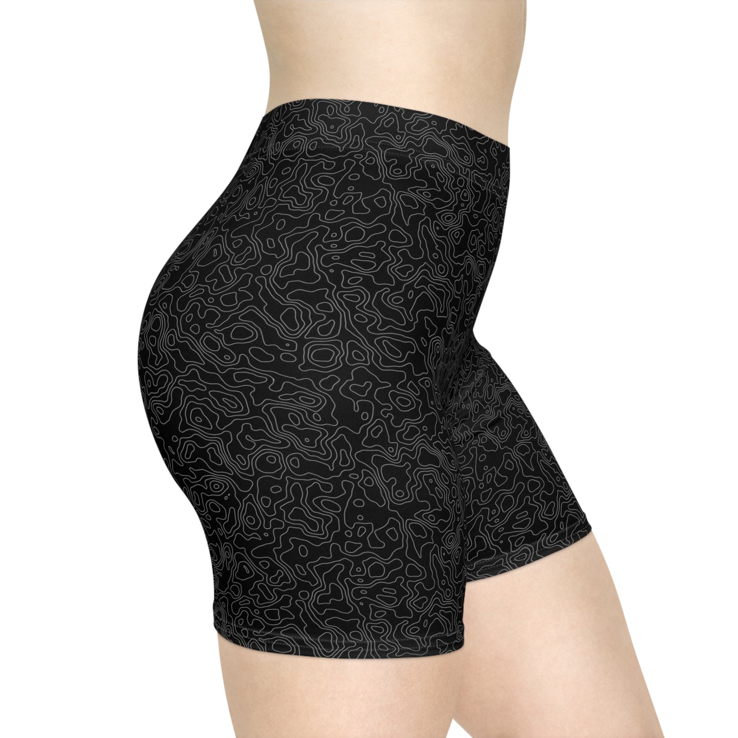 Black Marble Pattern Women's Biker Shorts — All-Over Print Activewear